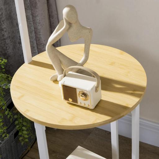Lámpara de Pie Moderna con Mesita Pantalla de Lino Interruptor de Pie para Salón Dormitorio 43x39,5x162 cm Blanco [6]