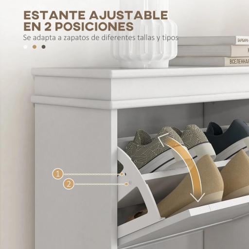 Zapatero Estrecho con 2 Puertas Abatibles y Estantes Ajustables para 10 Pares de Zapatos para Recibidor 54x24x82,5 cm [2]