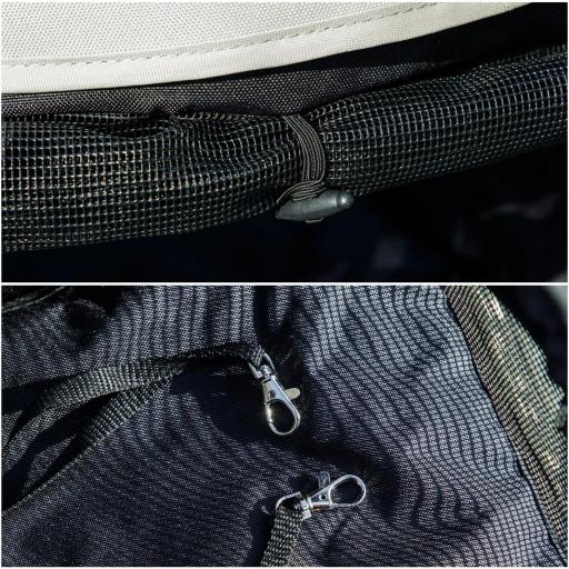 Cochecito para Perros Pequeños con Estructura de Paraguas con Cojín Lavable Portavaso Ventanas de Malla y Bolsa Crema [7]