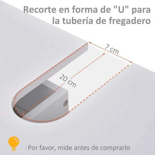 Armario para Debajo de Lavabo Gabinete de Baño con Estante 2 Puerta de Almacenamiento Dispositivo Antivuelco Resistente a la Humedad 60x30x60 cm Blanco [3]