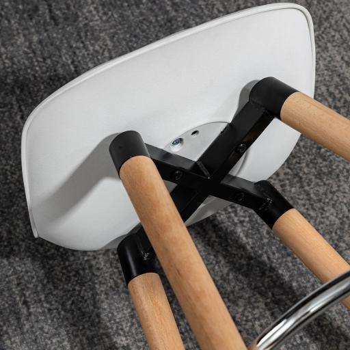 Conjunto de 2 Taburetes de Bar Tapizado en PU Taburetes Altos de Cocina con Asiento 69 cm 43x43x91 cm Blanco [6]