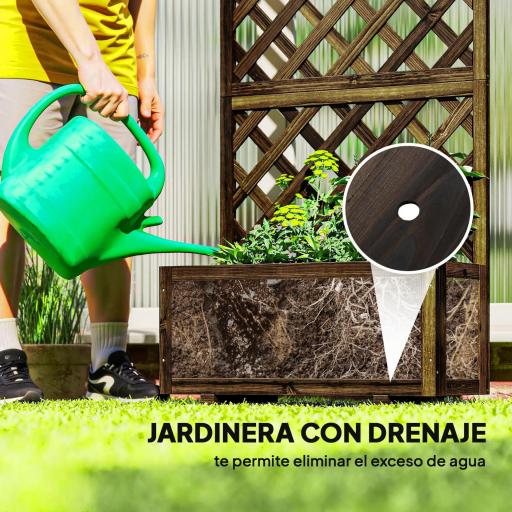 Jardinera con Enrejado de Madera Macetero de Jardín con Soporte para Trepadora 72,5x31,5x149,5 cm Carbonizado [3]