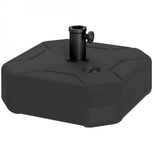 Base para Sombrilla Cuadrada Soporte de Parasol de Postes Ø38 mm Ø48 mm Rellenable de Arena 25 kg o Agua 20 kg Negro [10]