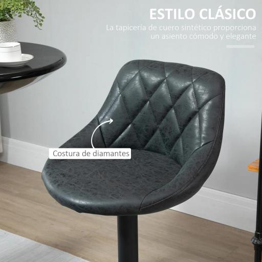 Conjunto de 2 Taburetes de Bar Giratorios con Altura Regulable Sillas Altas Modernas de Comedor con Base Redonda y Reposapiés 46x48x83-104 cm Negro [4]