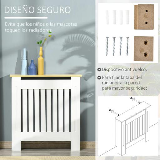 Cubreradiador de MDF Cubierta para Radiador para Salón Dormitorio Pasillo 78x19x83 cm Blanco [10]