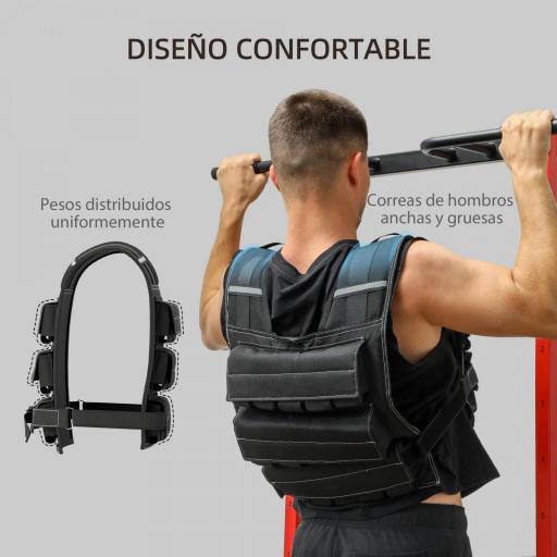 Chaleco de Lastre Ajustable 15 kg con 15 Paquetes de Peso Banda Reflectante para Entrenamiento Fuerza Jogging Negro [3]
