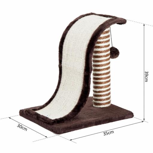 Árbol Rascador para Gatos tipo Centro de Juegos con Poste de Sisal Natural y Pelota para Jugar y Arañar 35x30x39cm Color Marrón [1]