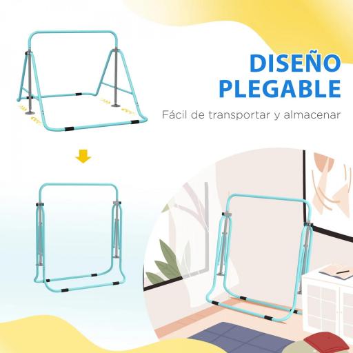 Barra de Gimnasia Artística Plegable Altura Ajustable Equipo de Gimnasia para Entrenamiento en Casa Azul Celeste [2]