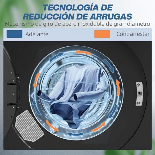 Secadora de Evacuación 5 KG 1000W Función Antiarrugas Función Esterilizar Temporizador Pantalla LED Táctil Negro [7]