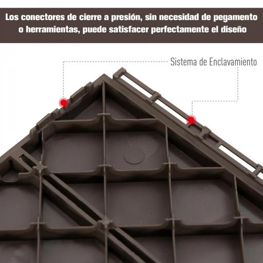 Set de 9 Baldosas Cuadradas de 30x30 cm con Área de 0,81 m² Losetas Sistema de Clic para Balcón Terraza Jardín Marrón [3]