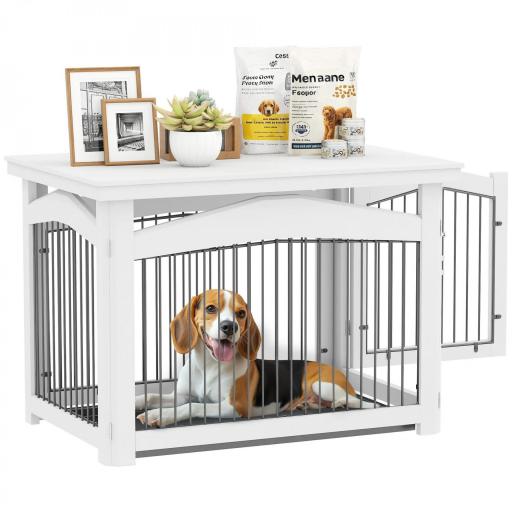 Jaula para Perros Medianos 3 en 1 con Puerta Tapa Superior Desmontable y Bandeja Extraíble 82,5x57,5x59,5 cm Blanco [8]