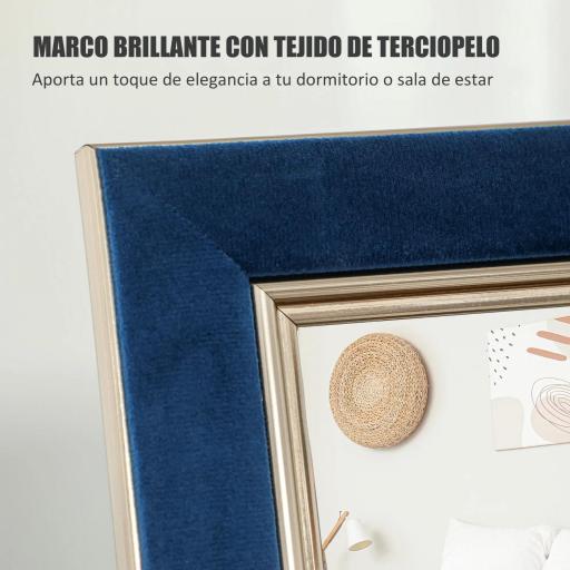Espejo de Cuerpo Entero 150x50 cm con Marco en Terciopelo y Soporte para Salón Dormitorio Azul [6]