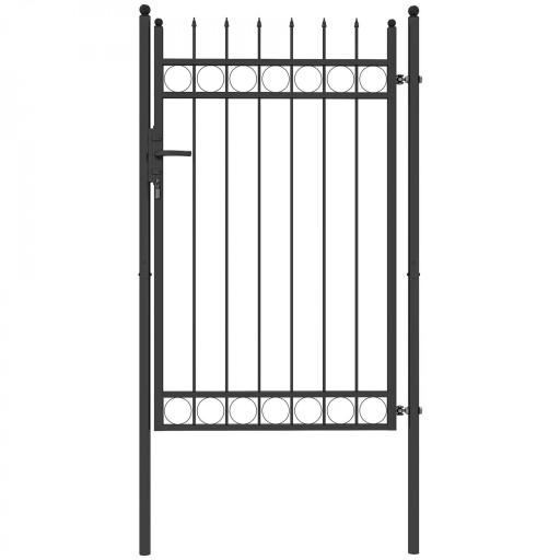 Puerta de Jardín Metálica con Cerradura y Llaves de Acero Galvanizado Resistente a la Intemperie 147,5x89 cm Negro [8]
