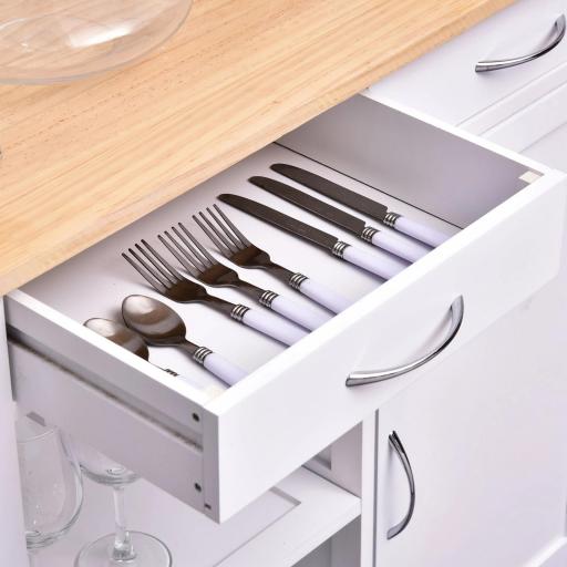Carro de Cocina Carrito de Servir Multiusos Estantería Carrito Auxiliar con Ruedas para Baño Dormitorio con Estante Cajón Armario 89x40x84cm [8]