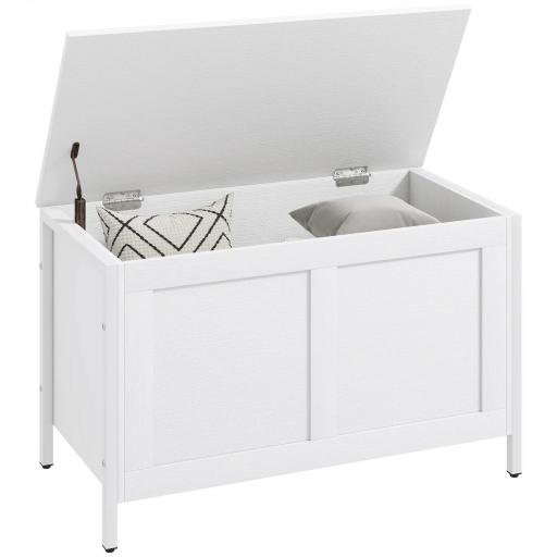 Baúl de Almacenaje para Dormitorio 95 L con Tapa Banco de Almacenaje con Bisagra de Seguridad 80x40x50 cm Blanco Veteado [9]