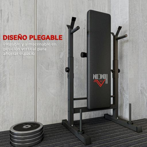 Banco de Musculación con Soporte para Barra y Estación de Dips Carga 220 kg para Entrenamiento en Casa Gimnasio [5]