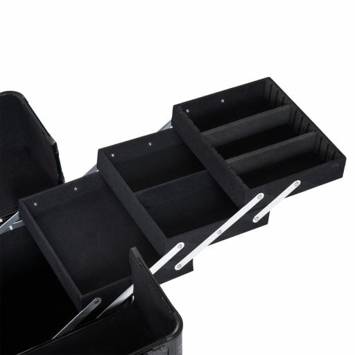 Estuche de Maquillaje Maletín para Maquillaje Organizador Cosméticos Profesional Caja de Belleza Portátil 4 Niveles 35.5x20x25.5cm Aluminio [5]