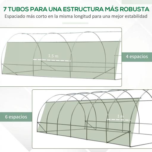Invernadero de Túnel con 12 Ventanas Puerta Invernadero de Huerto para Cultivos Plantas Verduras Flores Verde [5]