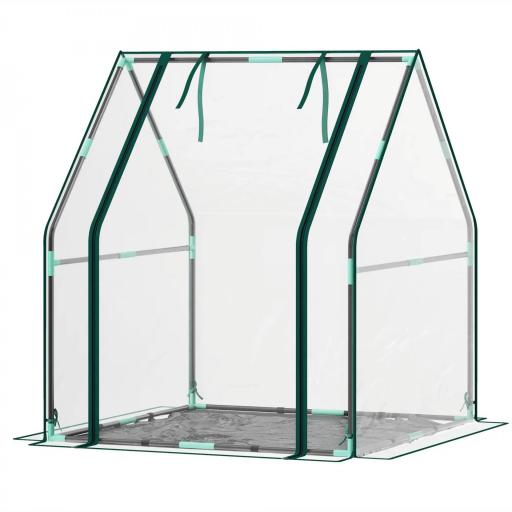 Invernadero de Exterior con Puerta con Cremallera Base Impermeable y Marco de Acero 90x90x105 cm Transparente [8]