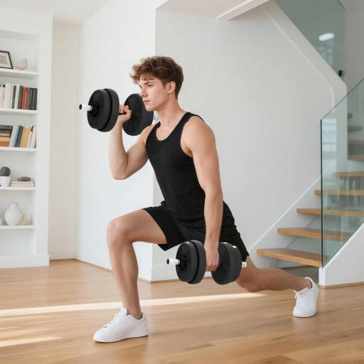 Juego de Mancuernas Ajustables 15 kg 2 en 1 con Barras Conexión y Mangos Antideslizantes para Gimnasio en Casa Negro [7]