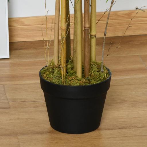 Bambú Artificial 150cm con Maceta Árbol Planta Sintética Realista Decorativa para Casa Oficina Ø18x150 cm Verde [7]