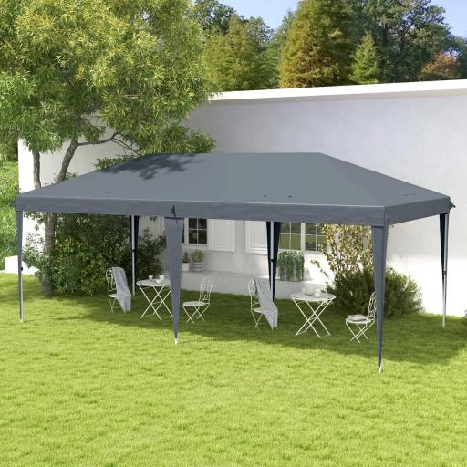 Carpa Plegable Gazebo 6x3 m con Altura Ajustable en 3 Niveles Toldo Anti-UV y Bolsa de Transporte Gris Claro