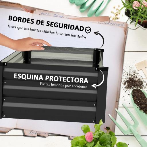 Set de 2 Jardineras de Exterior de Acero Rectangulares para Cultivos Plantas Flores para Patio 100x60x30 cm Gris Oscuro [5]