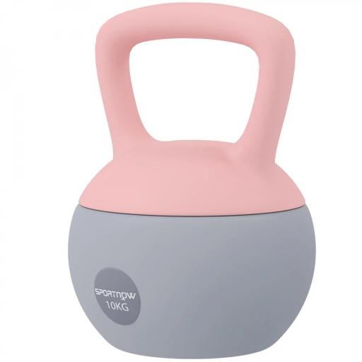 Pesa Rusa 10 kg Kettlebell Relleno de Arena Metálica Mango Antideslizante para Entrenar en Casa 21x21x30cm Rosa y Gris [8]