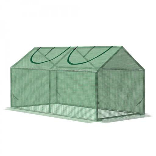 Invernadero de Exterior 120x60x60 cm Invernadero de Jardín con 2 Ventanas Enrollables Cubierta de PE 140g/㎡ y Marco de Acero Impermeable Anti-UV para Cultivo de Plantas Verduras Verde [9]