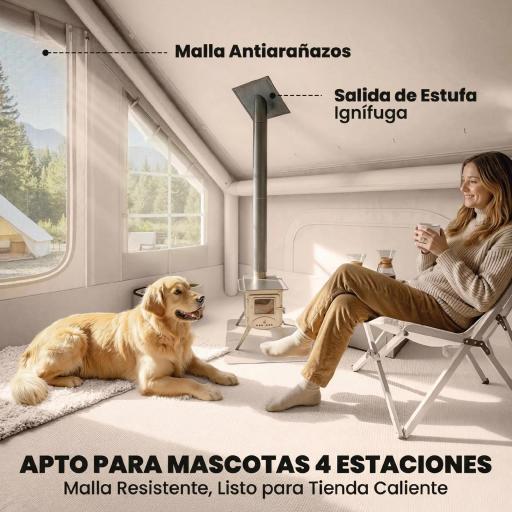 Tienda de Campaña Inflable con Apertura de Chimenea y Claraboya Bomba Bolsa UPF30+ para 4 Estaciones Impermeable 5000+ [4]