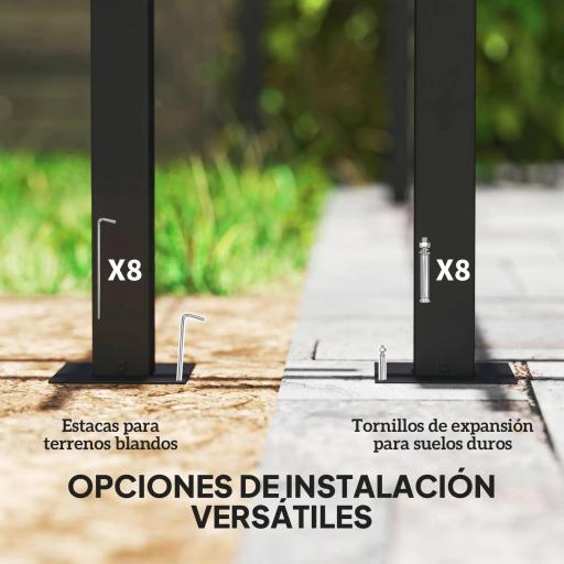 Pérgola con Techo Retráctil 4x3 m Cenador con Paredes Laterales Anti-UV Resistente al Agua para Jardín Patio Gris Oscuro [6]