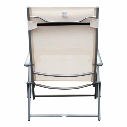 Tumbona de Jardín Plegable con Respaldo Ajustable en 7 Niveles Almohada y Reposabrazos 137x63,5x100,5 cm Beige [5]