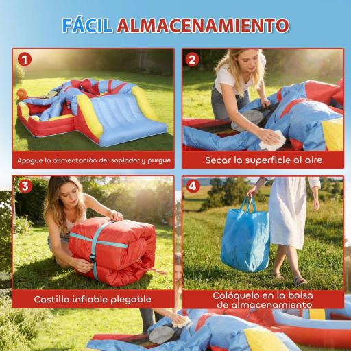 Castillo Hinchable para Niños con Soplador Tobogán Trampolín Piscina Pilar de Boxeo y Aro de Baloncesto 277x270x215 cm [3]