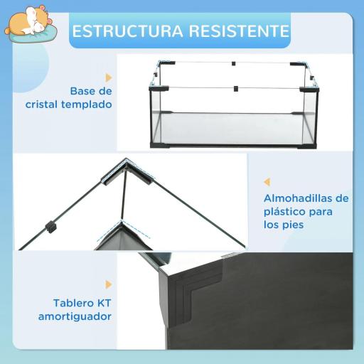 Jaula de Hámster con Fondo de Vidrio Plataformas Cuenco Bebedero Casita Rampas y Rueda de Ejercicio 60x40x54,5 cm Negro [4]