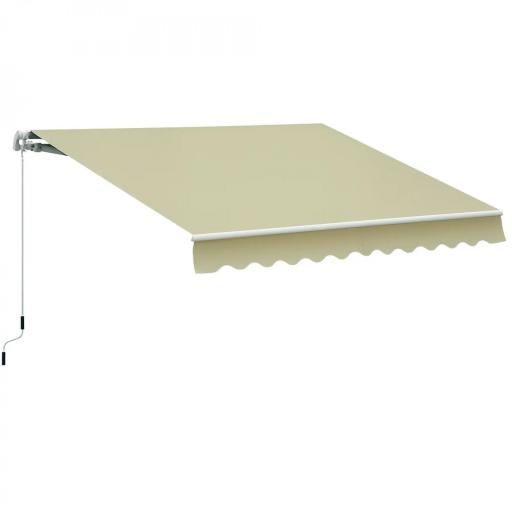Toldo Manual Retráctil 295x250cm Ángulo Ajustable con Manivela para Exterior Balcón Jardín Terraza Crema [10]