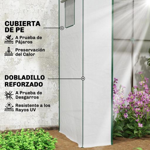 Invernadero de Exterior con Ventanas de Malla y Puerta con Cremallera para Cultivar Plantas Flores 196x77x197 cm Blanco [4]