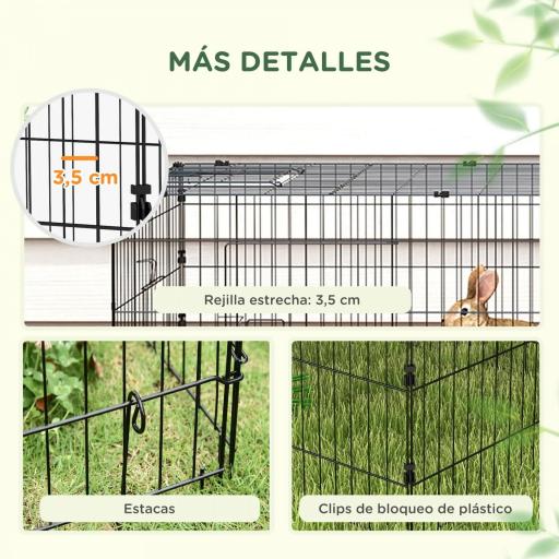 Jaula para Animales Pequeños de Acero con Puertas y Tela Superior para Conejos Chinchillas Gallinas 220x85x70 cm Verde [3]