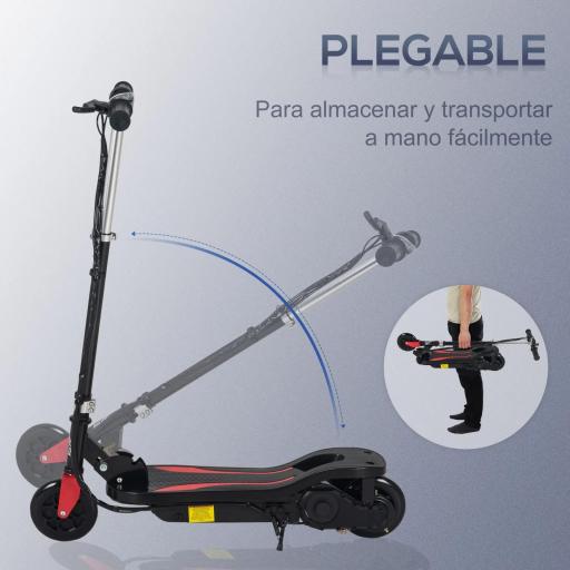 Patinete Eléctrico Plegable para Niños de 7-14 Años, Patinete Eléctrico con Velocidad Max. 12 km/h, Alcance de 8 km, Altura Ajustable, Freno de Mano, Negro [4]