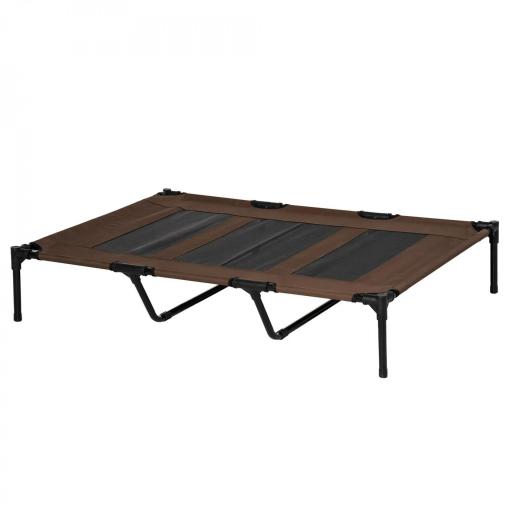 Cama Elevada para Perros Gatos Portátil Cama para Mascotas con Zona de Malla Transpirable y Tela Oxford para Interior Exterior 122x92x23 cm Café [8]