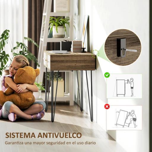 Escritorio Boho-Chic con Cajones Patas Horquilla y Encimera Espaciosa para Oficina Dormitorio Tocador 105x50x75cm Madera [1]