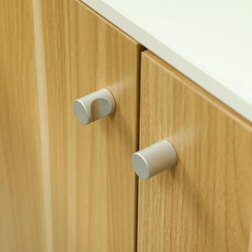 Mueble Arenero para Gatos 3 en 1 con Puertas Cojín Tazones y Estera para Rascar 95x48x50,5 cm Blanco y Roble [7]