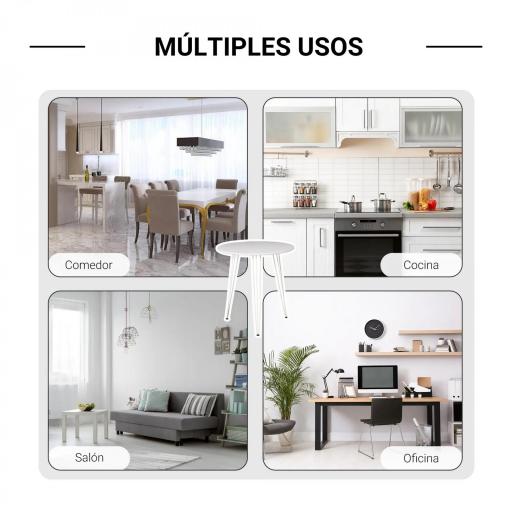 Mesa de Comedor Redonda con Patas de Horquilla Metálicas Estilo Moderno Nórdico para Cocina Salón Cafetería Bar Ø70x75 cm Blanco [6]