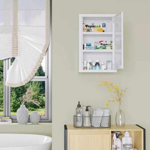 Botiquín de Pared Armario de Medicinas de Acero Armario con 3 Estantes y 2 Llaves para Baño 30x14x46 cm Blanco [8]