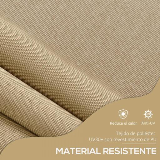 Toldo Manual Retráctil con Manivela 300x120x210-300 cm con Altura Ajustable Impermeable y Anti-UV Beige [6]