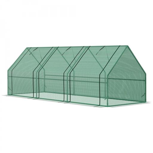 Invernadero de Exterior Invernadero de Jardín 270x90x90 cm Tipo Caseta con 3 Ventanas Marco de Acero y Cubierta de PE 140g/㎡ para Cultivo Plantas Flores Tomates Verde [8]