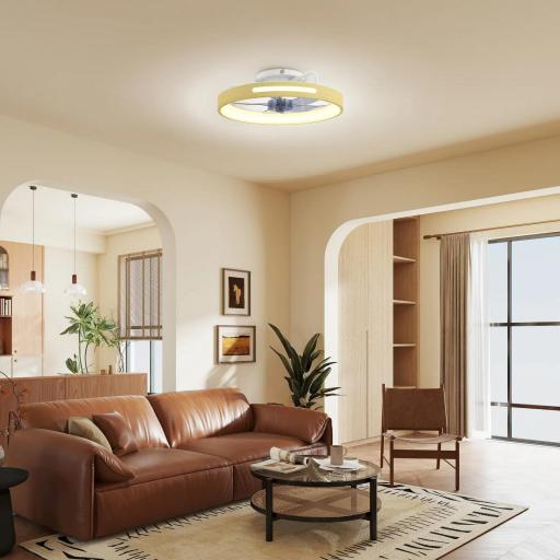 Ventilador de Techo con Luz LED 40 W Motor DC Reversible Mando a Distancia 6 Velocidades 3 Colores Temporizador Natural [3]