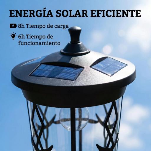 Farola Solar Exterior de Jardín con Macetero 2 Modos de Brillo 100/50 lm IP44 Encendido/Apagado Automático Negro [3]