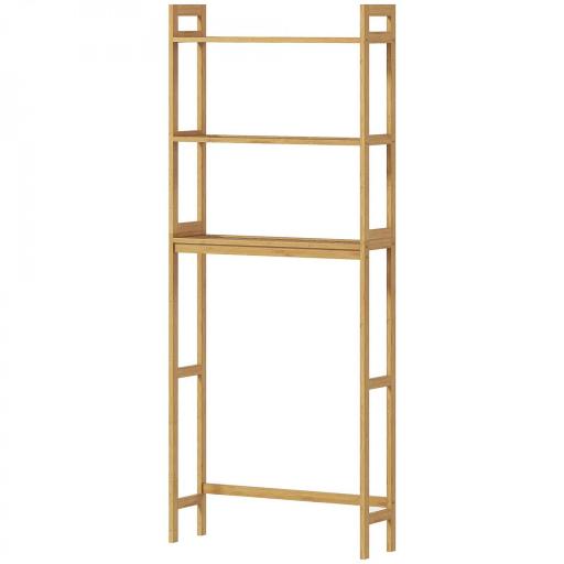 Mueble sobre Inodoro con 3 Estantes y Alfombrillas Antideslizantes 68x20x165 cm Natural [9]