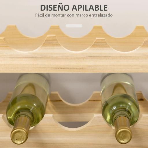 Botellero de Madera de 6 Niveles 72 Botellas Botellero Vertical Carga 100 kg para Cocina Bar 114x28x85 cm Madera Natural [3]