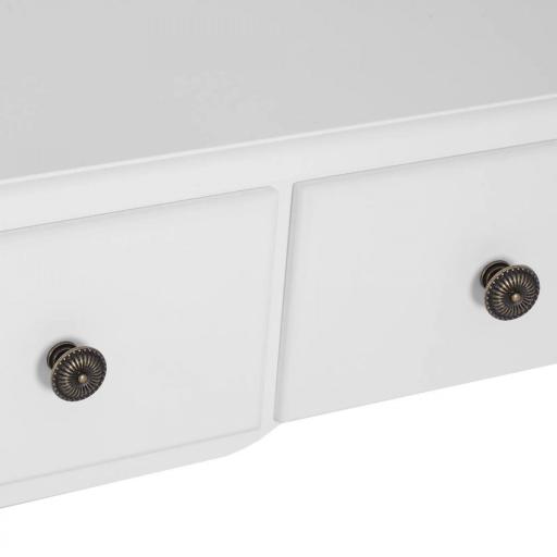 Tocador + Taburete y Espejo Mesa Maquillaje 5 Cajones Blanco Negro Mesa MDF (Blanco) [7]